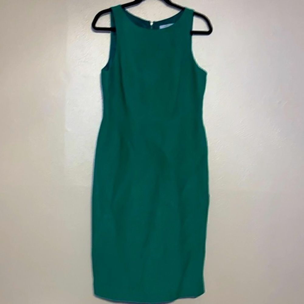 Classiques Entier size 10 Green Sleeveless Linen Blend Sheath Dress